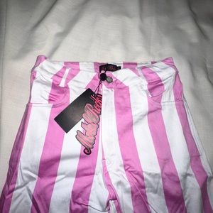 PUNK ROCK NEON PINK STRIPED HIGH WAISTED PANTS FROM URBANOUTFITTERS